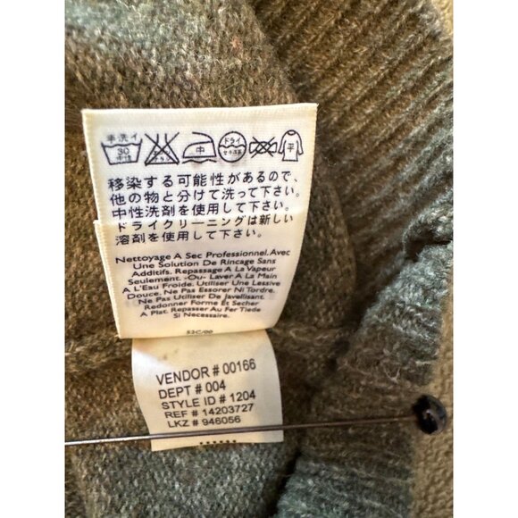 Eddie Bauer Mens Green Sweater L Crewneck Lambswool Pullover Warm Soft FLAW - Picture 5 of 8